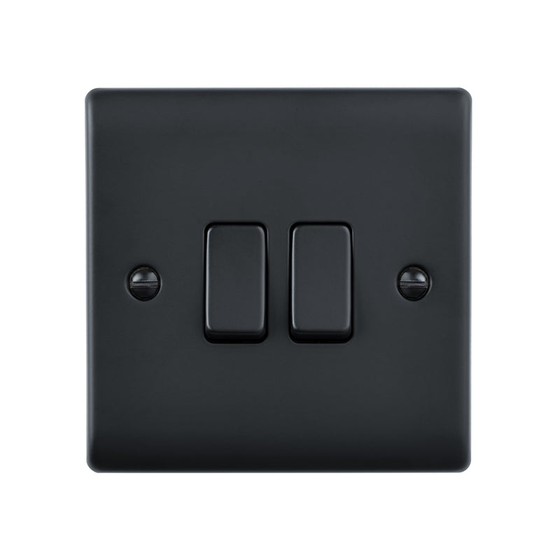 Saxby Raised Screwed 10AX 2G 2-Way Switch - Matt Black RS102BL