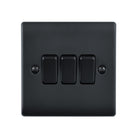 Saxby Raised Screwed 10AX 3G 2-Way Switch - Matt Black RS103BL
