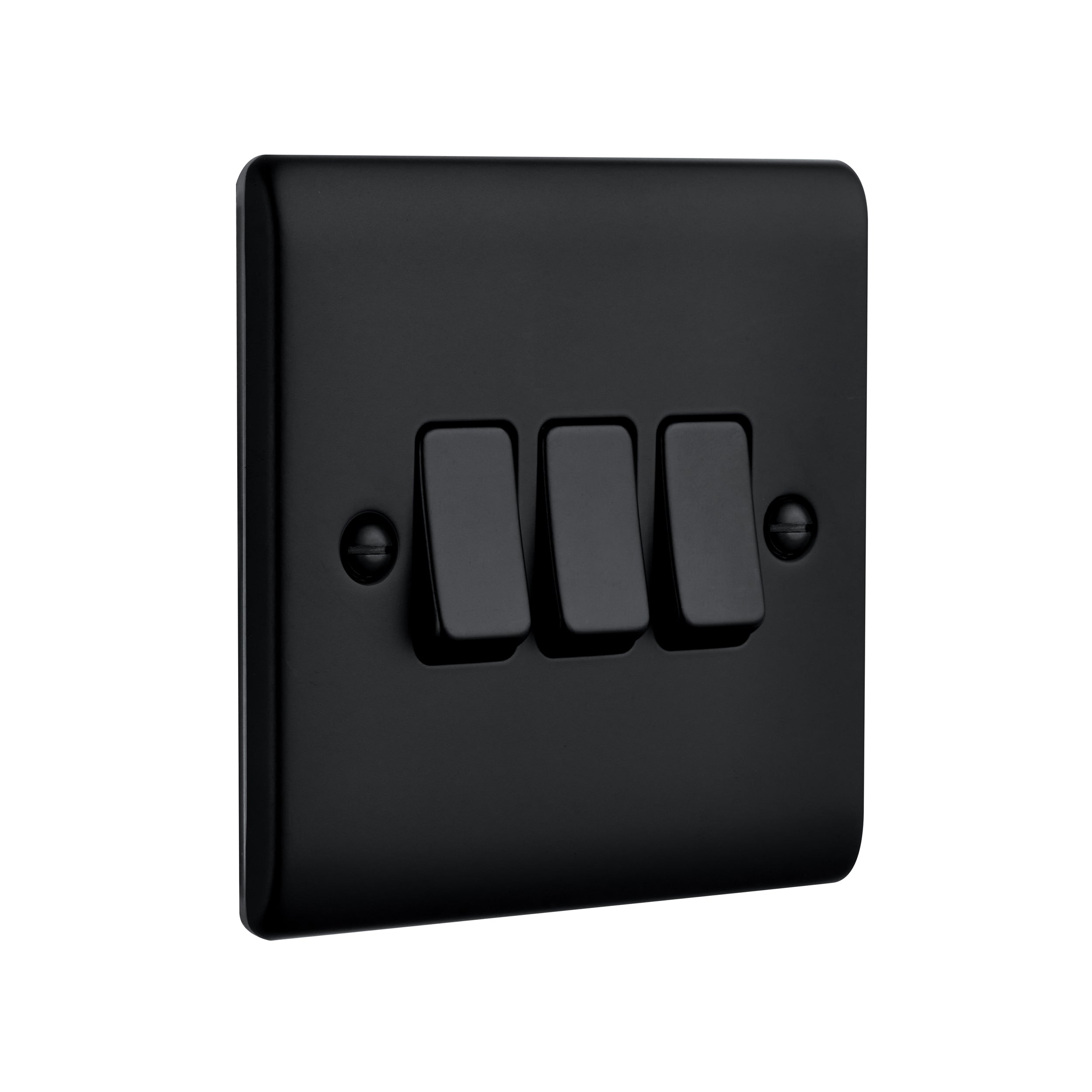 Saxby Raised Screwed 10AX 3G 2-Way Switch - Matt Black RS103BL