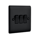 Saxby Raised Screwed 10AX 3G 2-Way Switch - Matt Black RS103BL