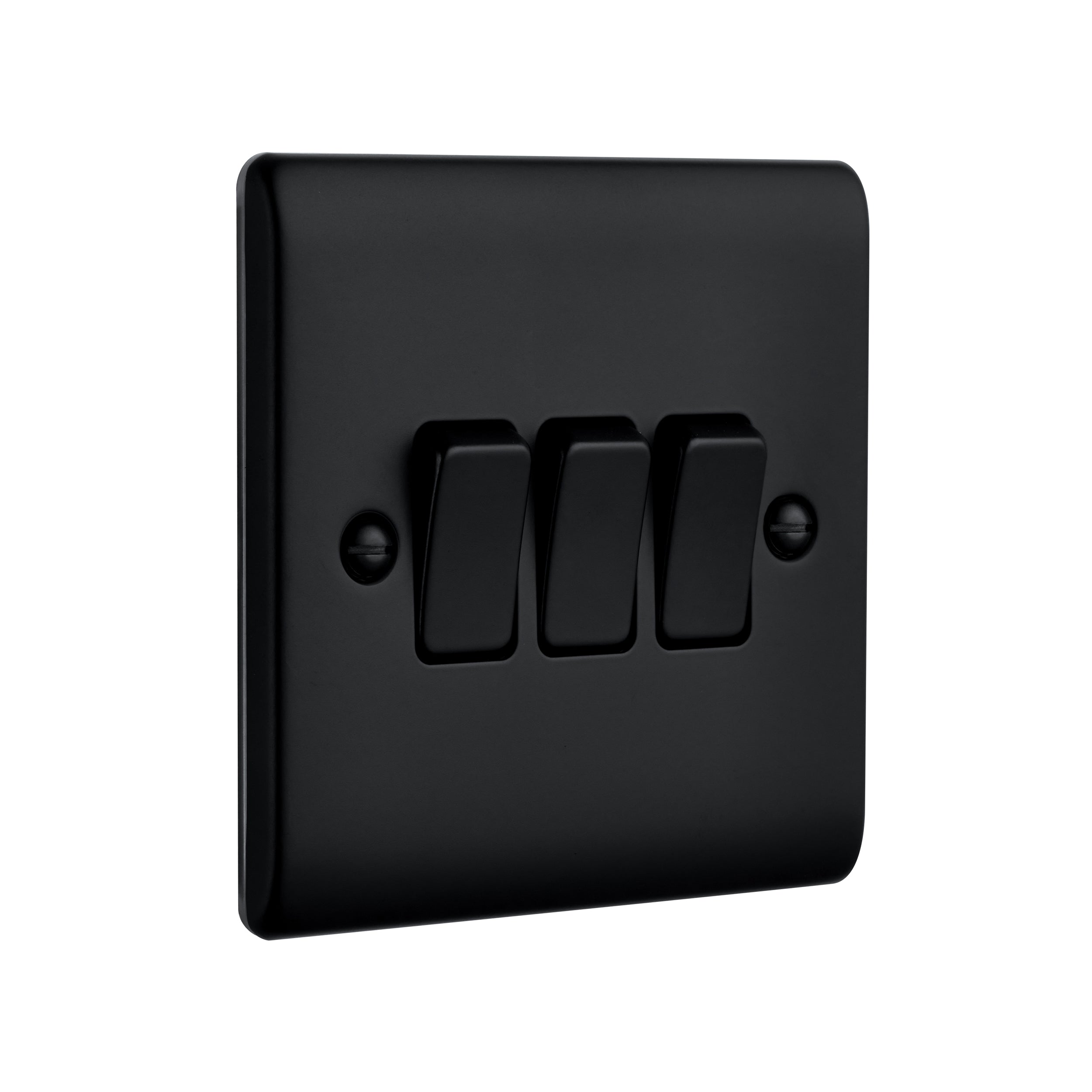 Saxby Raised Screwed 10AX 3G 2-Way Switch - Matt Black RS103BL
