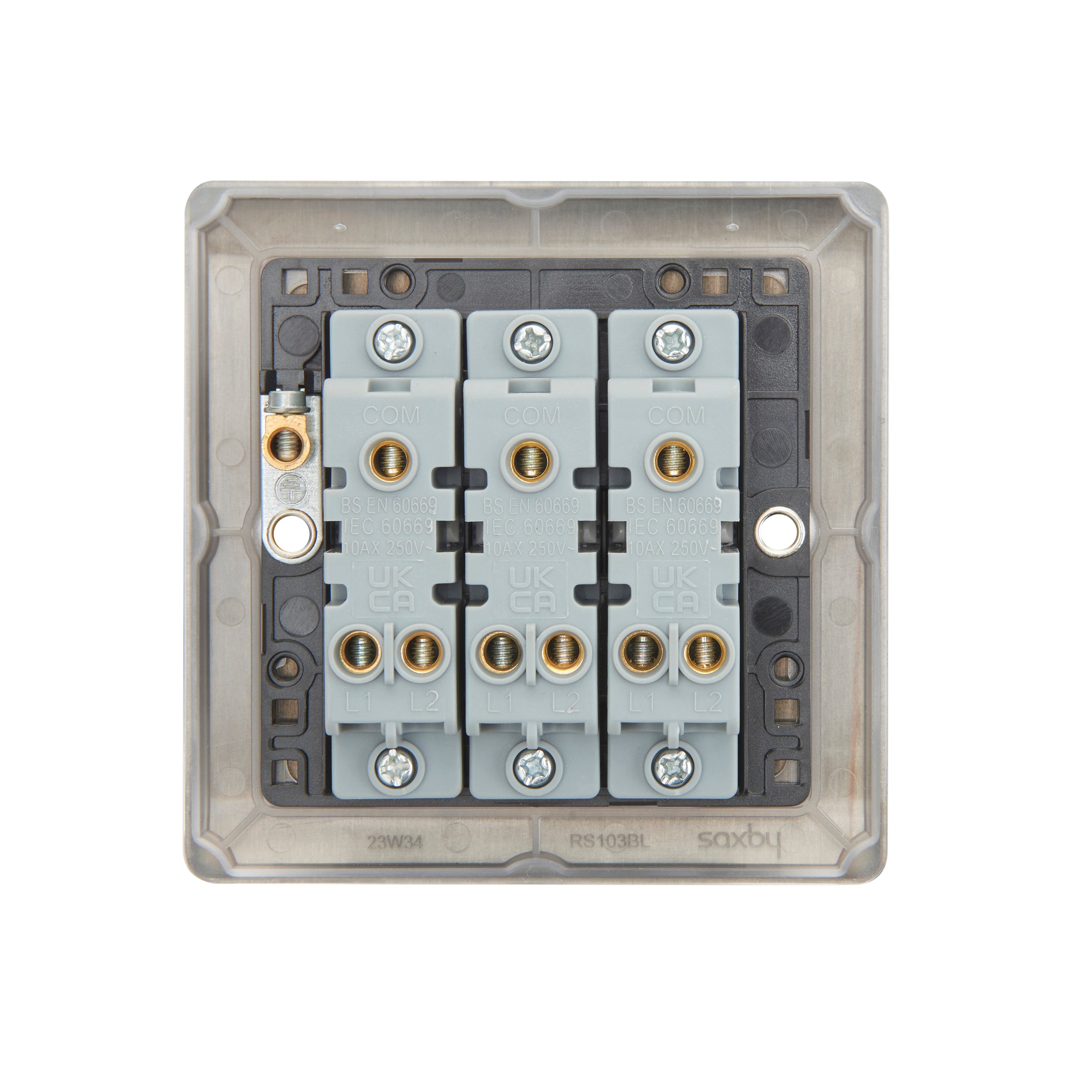 Saxby Raised Screwed 10AX 3G 2-Way Switch - Matt Black RS103BL