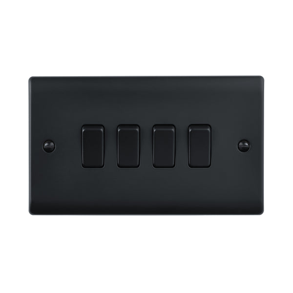 Saxby Raised Screwed 10AX 4G 2-Way Switch - Matt Black RS104BL