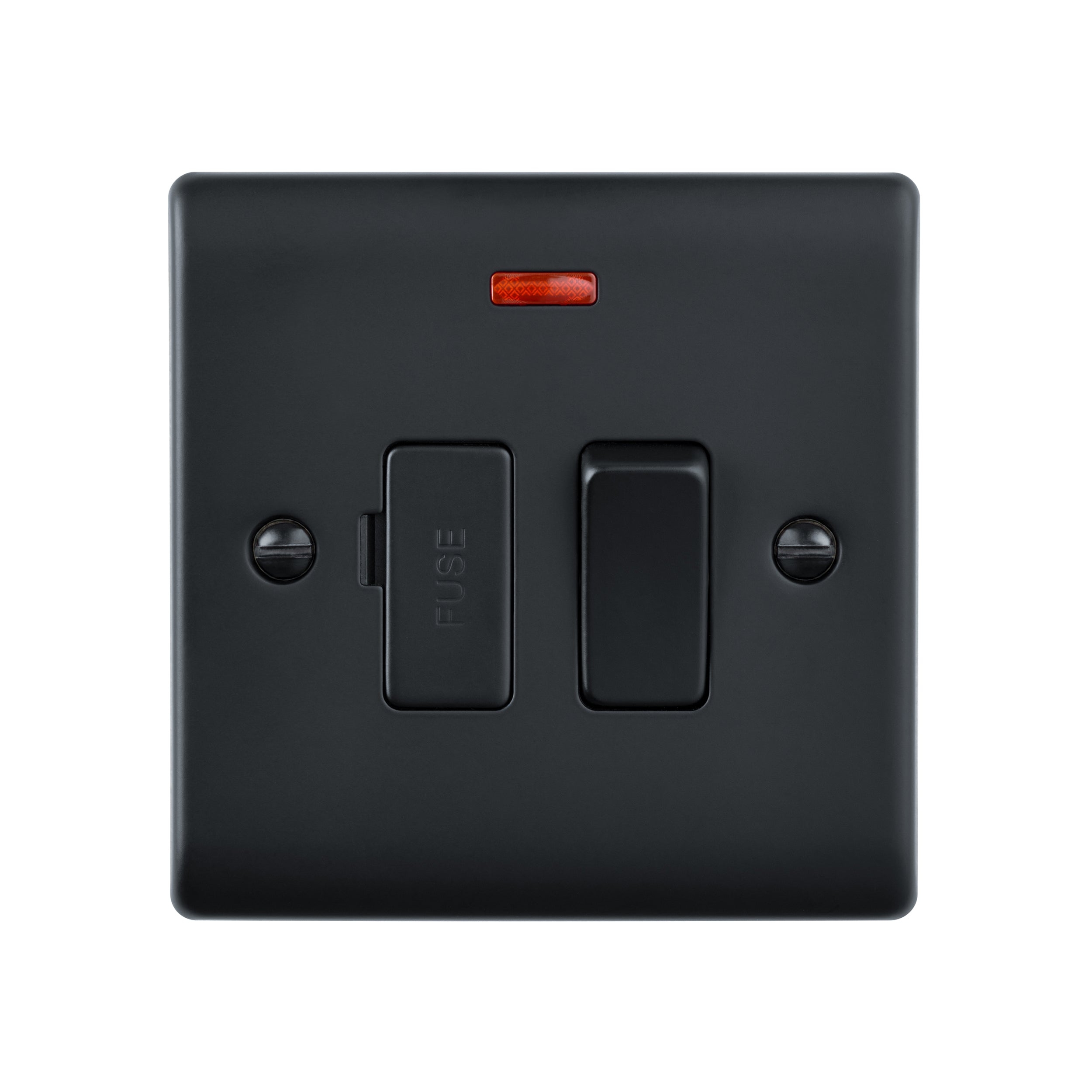 Saxby Raised Screwed 13A Switched Fused Spur Unit with Neon - Matt Black RS322BL