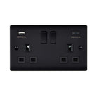 Saxby Raised Screwed 13A 2G DP Switched Socket with 45W USB A+C - Matt Black With Black Insert RS424BLB