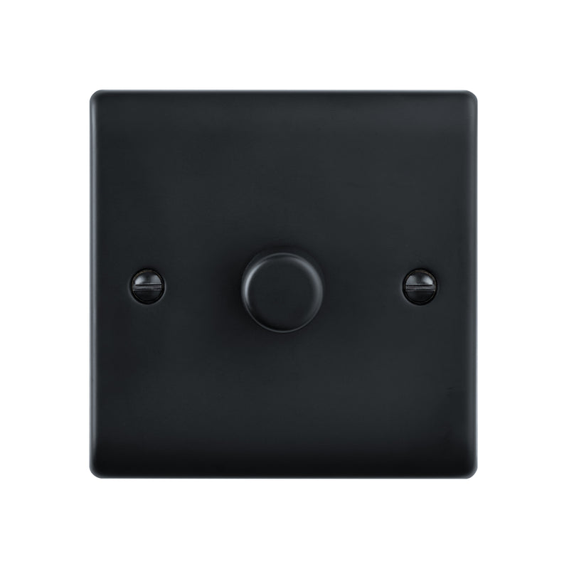 Saxby Raised Screwed 1G LED Dimmer 5-100W - Matt Black RS661BL