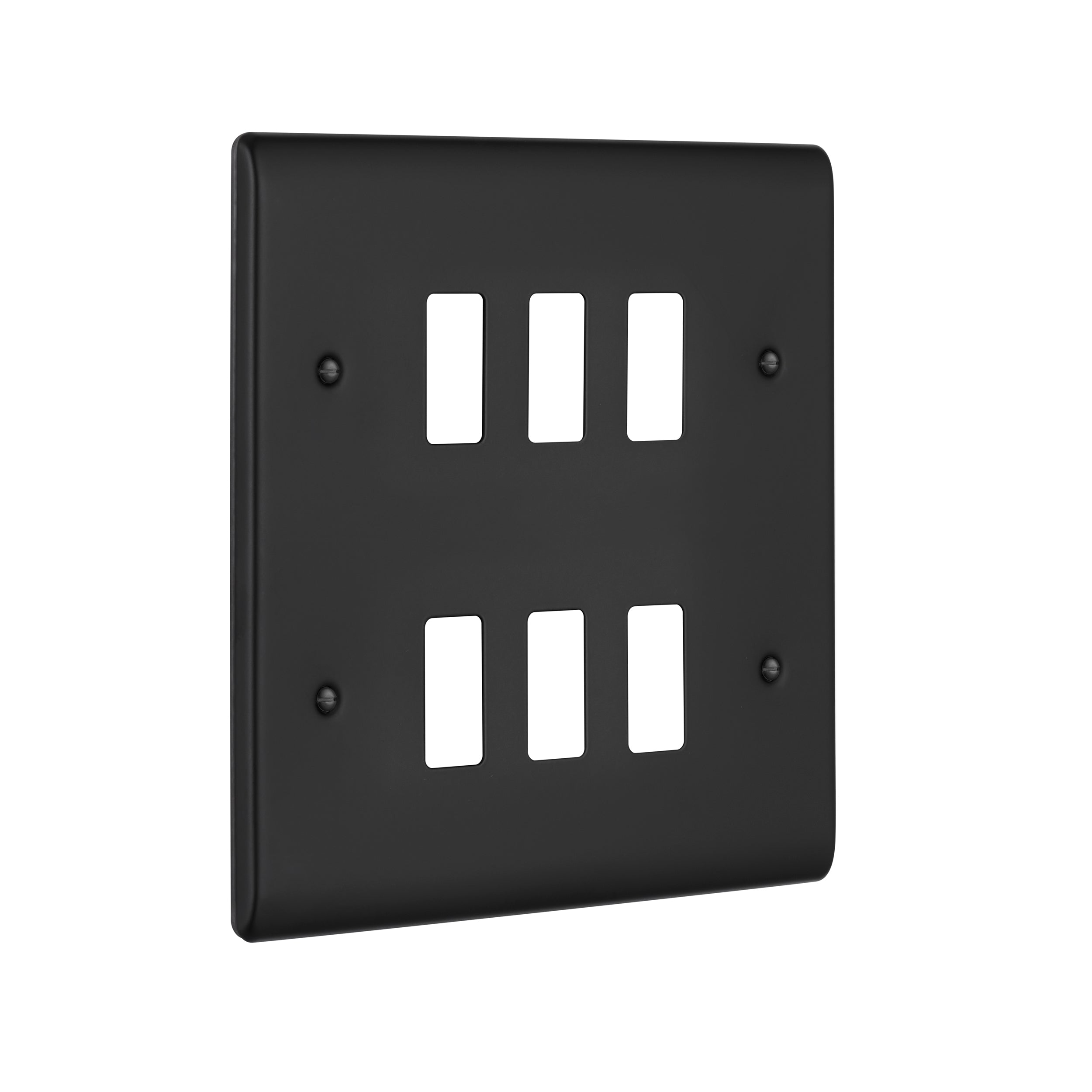 Saxby Raised Screwed 6G Grid Front Plate - Matt Black RSGFP6BL