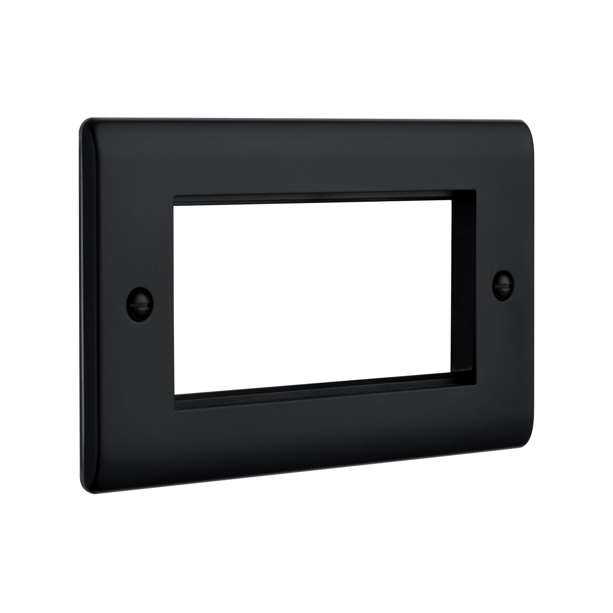 Saxby Raised Screwed 4G Modular Faceplate (4 Modules) - Matt Black RSMFP4BL