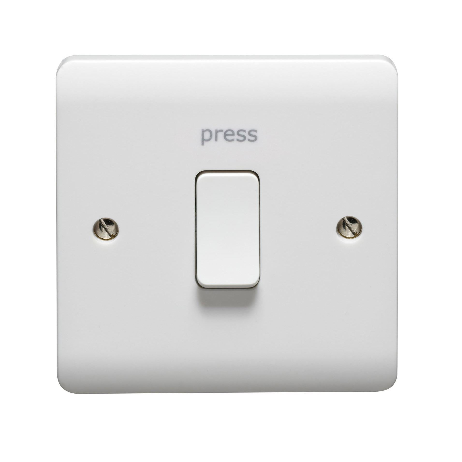 Crabtree Instinct 10A 1G 2 Way Retractive Switch Printed Press To Exit Cr1162/Pe/Gr