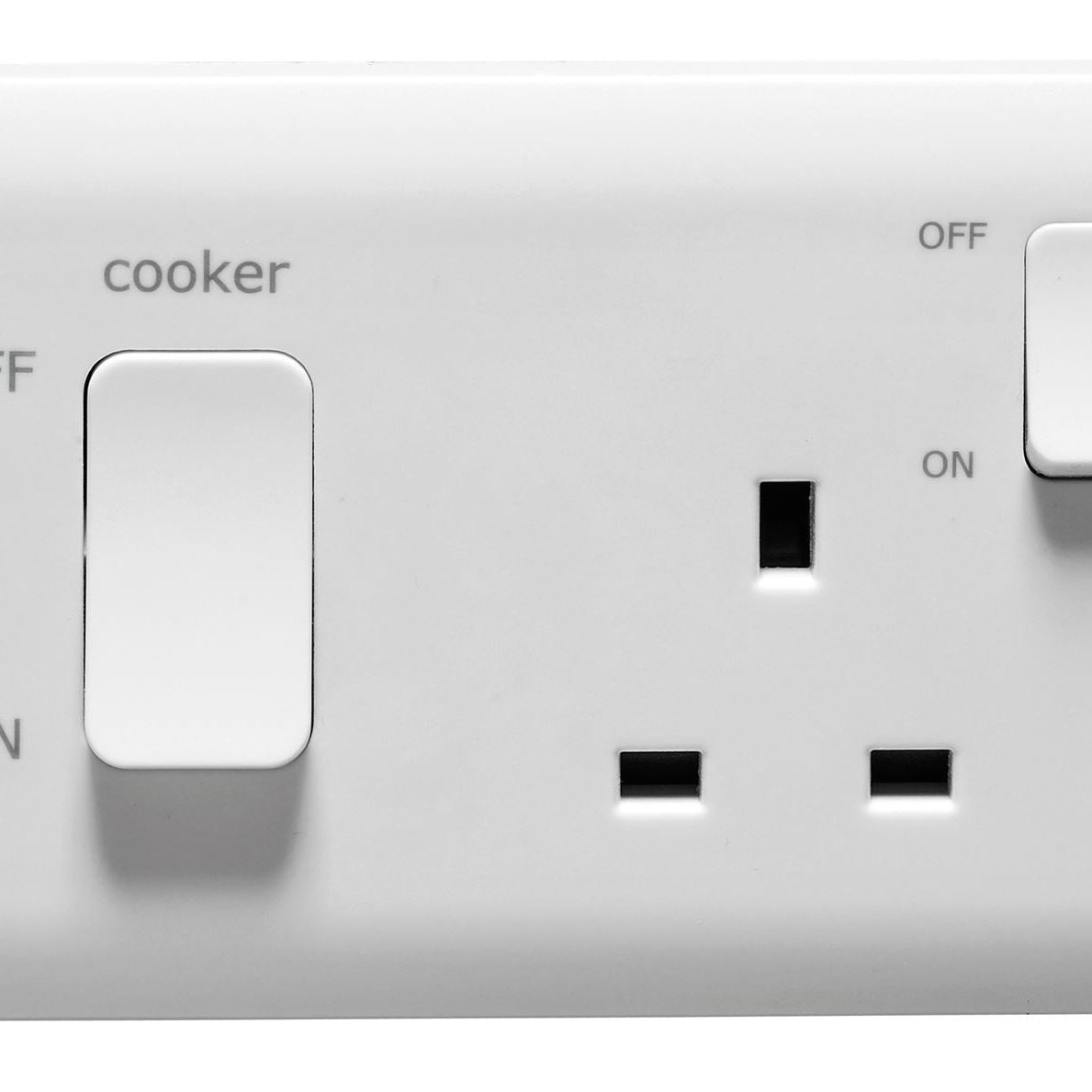 Crabtree Instinct 45A 2-Gang Dp Cooker Switch & 13A Dp Switched Socket White With Led Cr1520