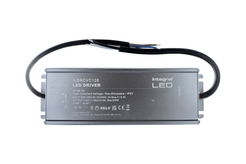 Integral LED CONSTANT VOLTAGE DRIVER 320W 24VDC IP67 NON-DIMM 200-240V INPUT INTEGRAL ILDRCVC128