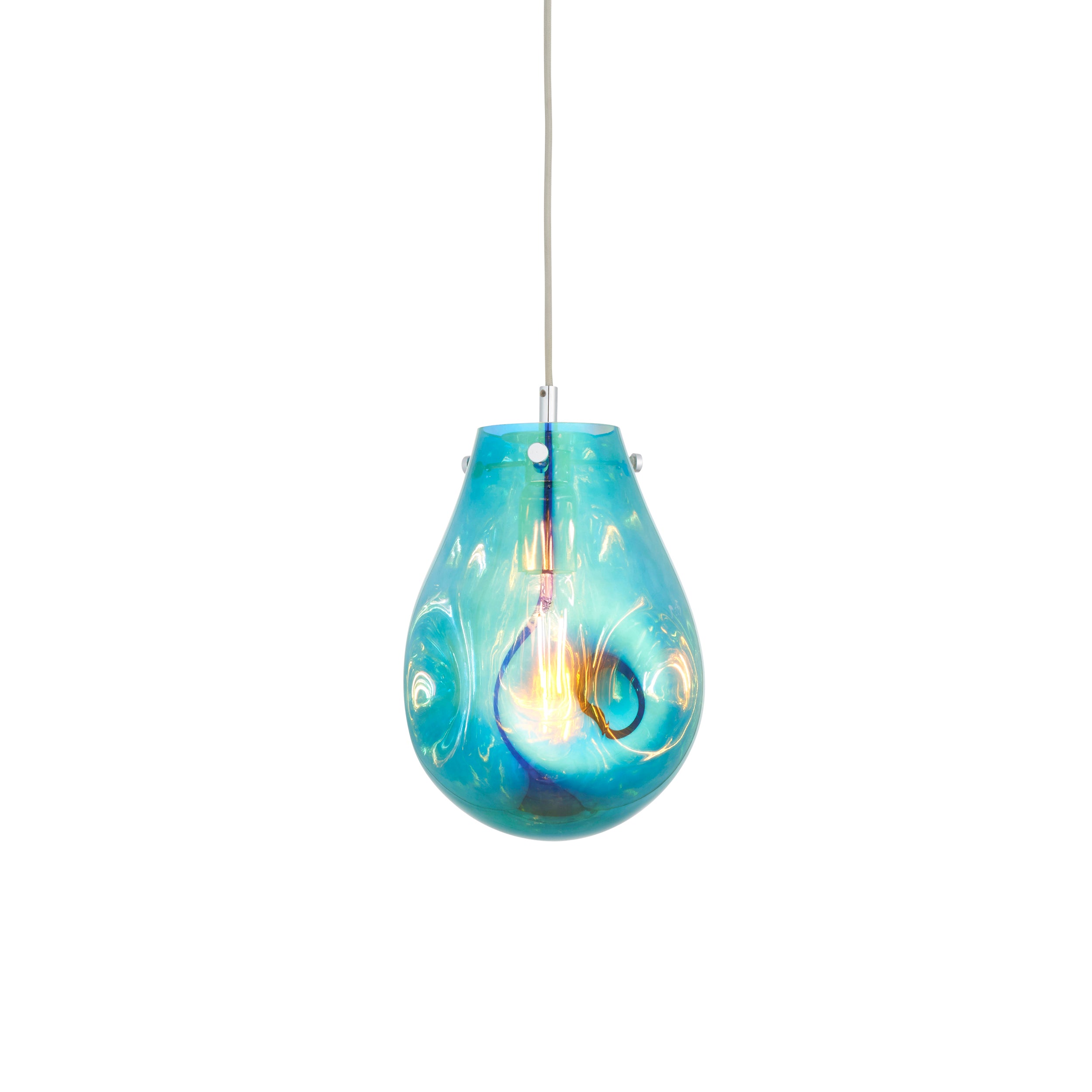 Lightologist Petrol metallic glass & chrome plate Single Pendant Light WIN1399517