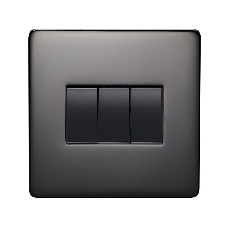 Crabtree Platinum black nickel 3 Gang Light Switch 7173/bkn