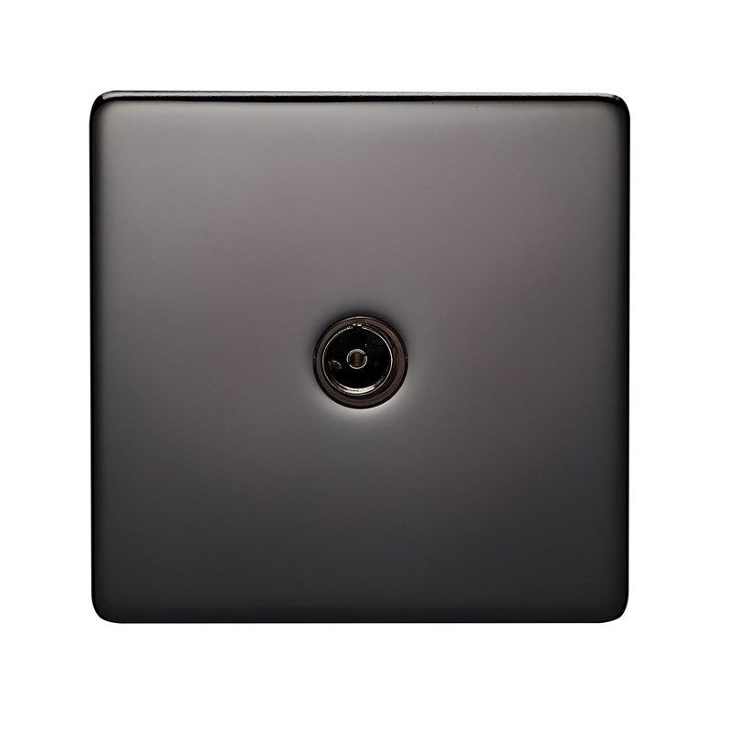 Crabtree Platinum black nickel TV socket 7765/bkn