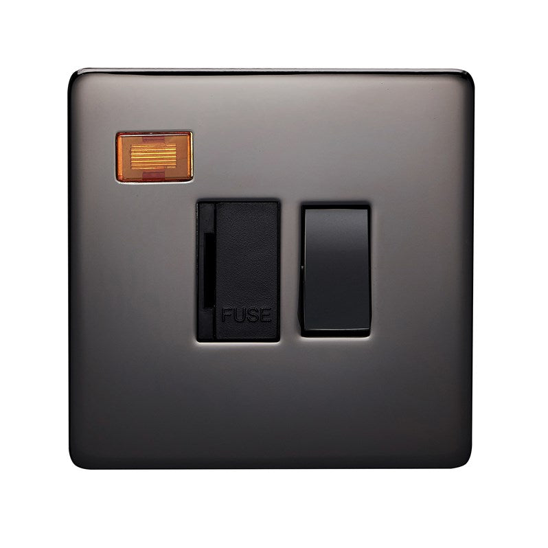 Crabtree Platinum black nickel 13A Switched Fuse Spur with Neon 7832/3bkn