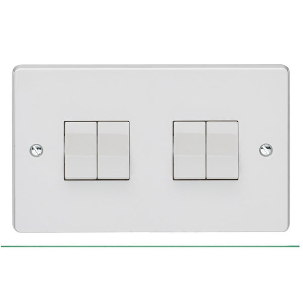 Crabtree Capital White Moulded 10AX 4 Gang 2 Way Switch 4174