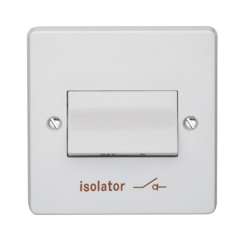 Crabtree Capital White Moulded 6A Triple Pole Isolator Switch With Isolator Symbol 4017