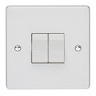 Crabtree Capital White Moulded 10AX 2 Gang 2 Way Switch 4172