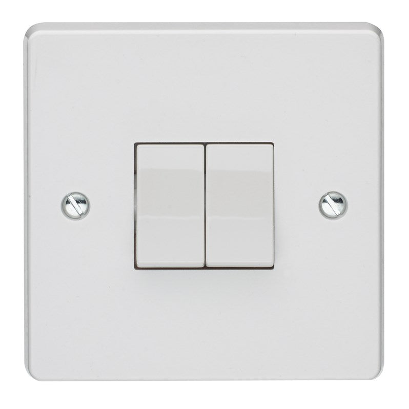 Crabtree Capital White Moulded 10AX 2 Gang 2 Way Switch 4172