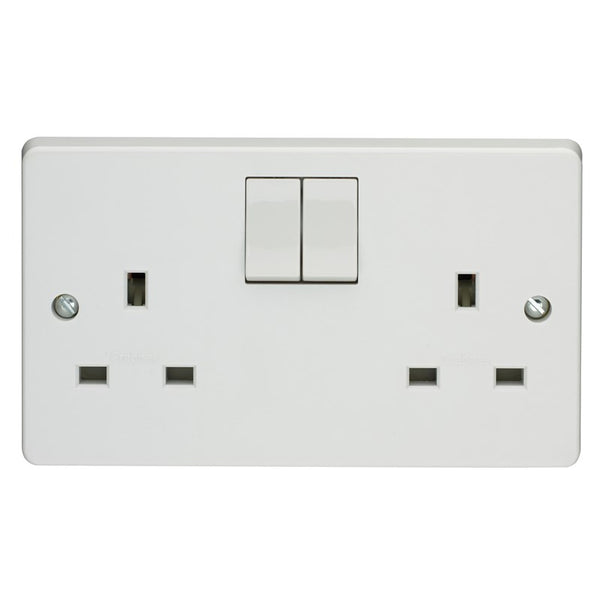 Crabtree Capital White Moulded 13A 2 Gang Double Pole Switched Socket 4306/D