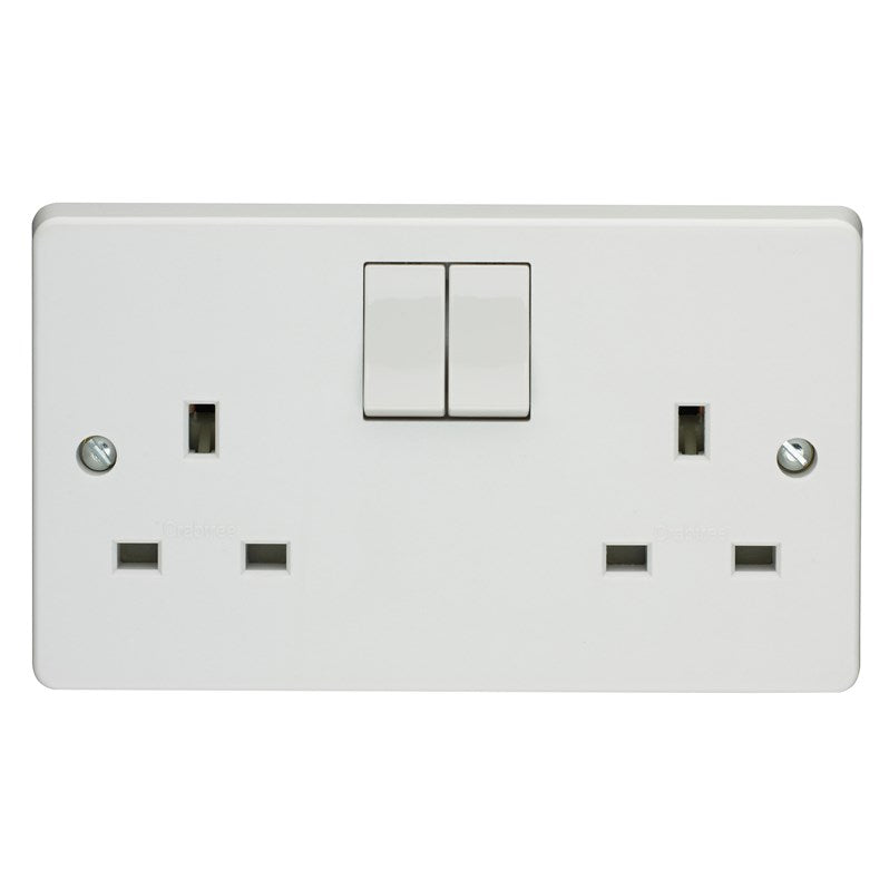 Crabtree Capital White Moulded 13A 2 Gang Single Pole Switched Socket 4306