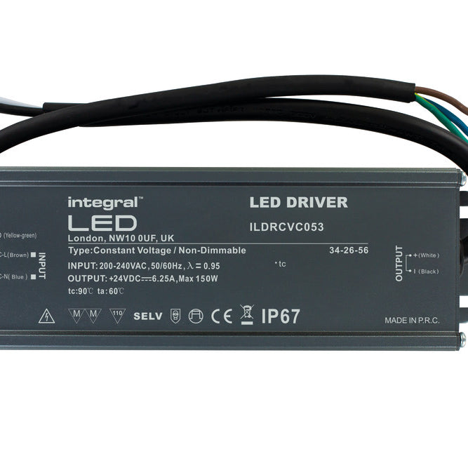 Integral LED CONSTANT VOLTAGE DRIVER 150W 24VDC IP67 NON-DIMM 200-240V INPUT INTEGRAL ILDRCVC053