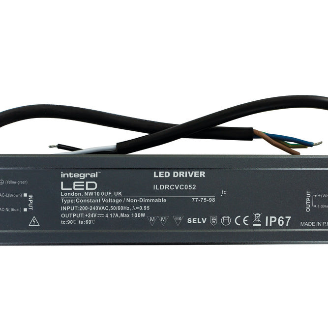 Integral LED CONSTANT VOLTAGE DRIVER 100W 24VDC IP67 NON-DIMM 200-240V INPUT INTEGRAL ILDRCVC052