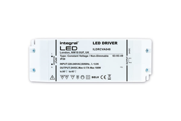 Integral LED CONSTANT VOLTAGE DRIVER 100W 24VDC IP20 NON-DIMM 200-240V INPUT INTEGRAL ILDRCVA048