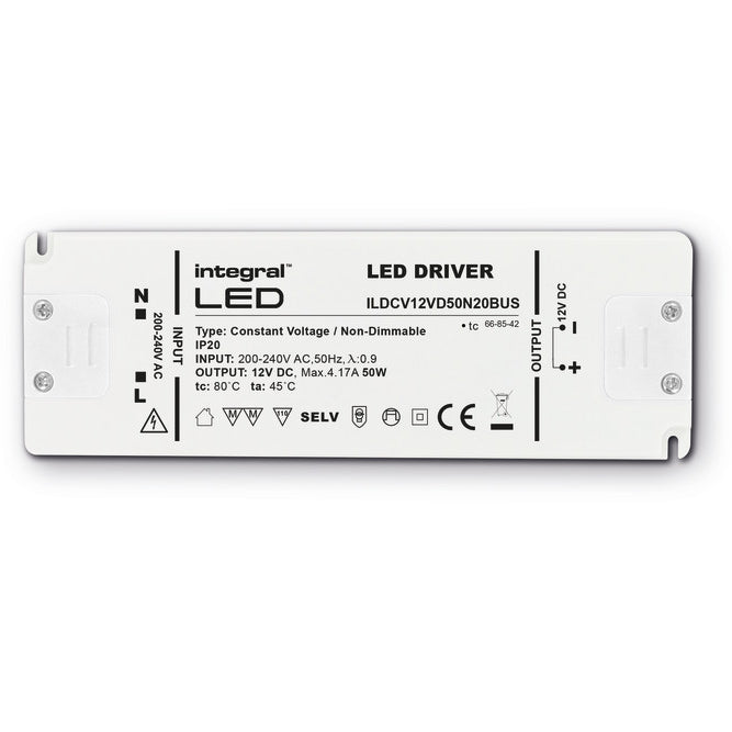 Integral LED CONSTANT VOLTAGE DRIVER 75W 24VDC IP20 NON-DIMM 200-240V INPUT INTEGRAL ILDRCVA047
