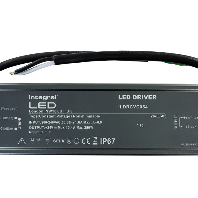 Integral LED CONSTANT VOLTAGE DRIVER 250W 24VDC IP67 NON-DIMM 200-240V INPUT INTEGRAL ILDRCVC054