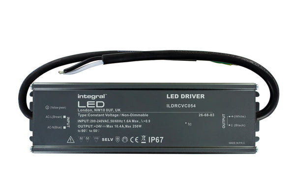 Integral LED CONSTANT VOLTAGE DRIVER 250W 24VDC IP67 NON-DIMM 200-240V INPUT INTEGRAL ILDRCVC054