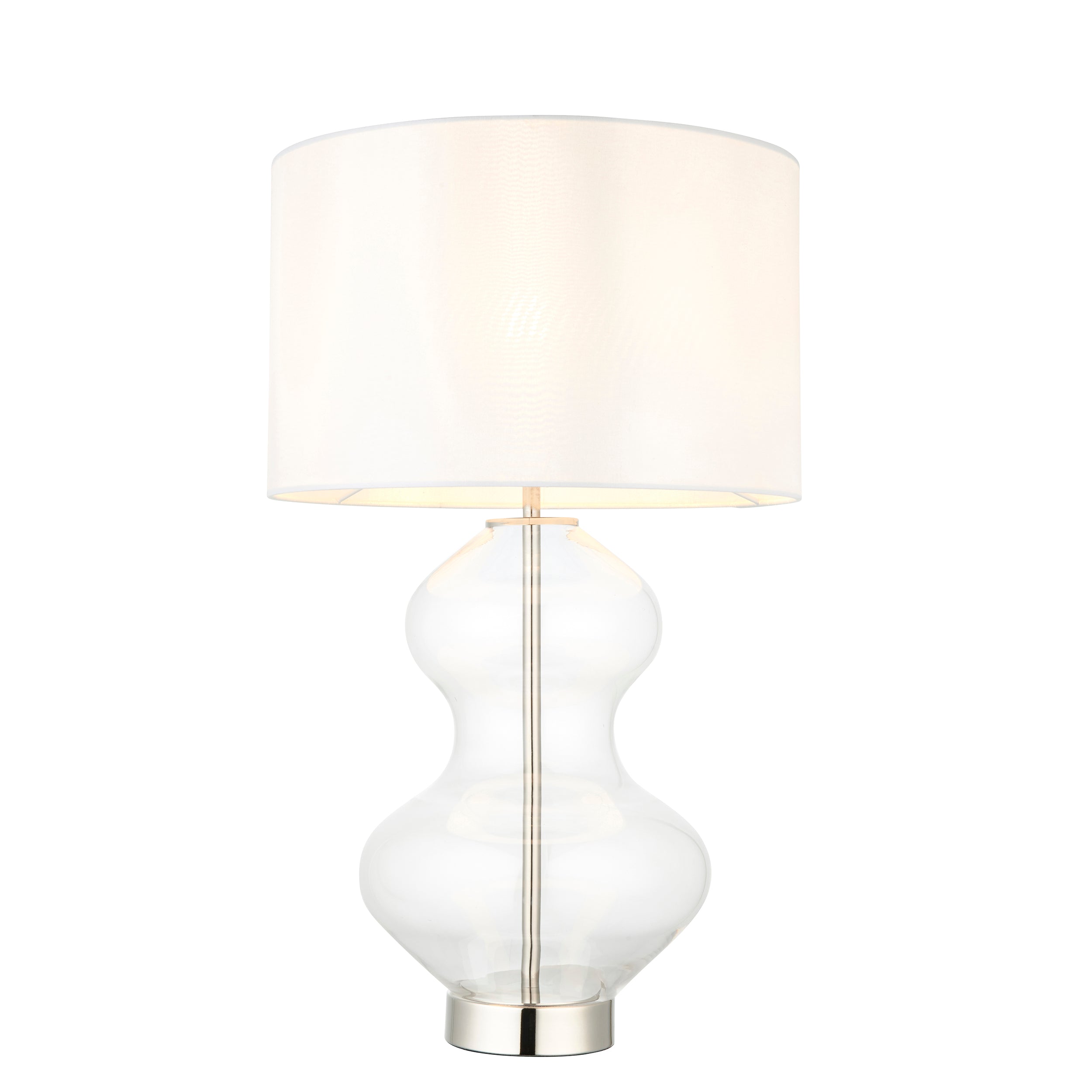 Lightologist Bright nickel plate & clear glass with vintage white fabric Complete Table Light WIN13102676