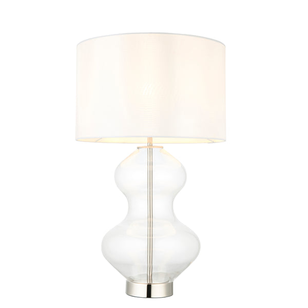 Lightologist Bright nickel plate & clear glass with vintage white fabric Complete Table Light WIN13102676