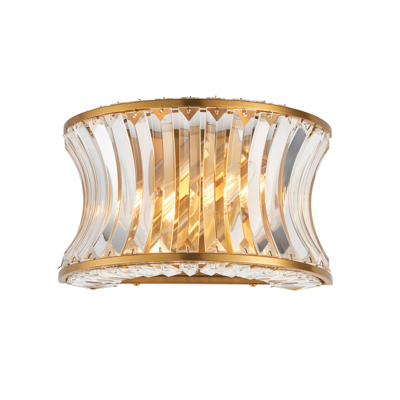 Lightologist Warm brass plate with crystal and clear glass Glass Wall Light WIN13106812