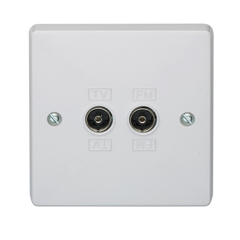 Crabtree Capital White Moulded 1 Gang 2 Way Direct Connection Coaxial Socket 7266