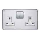 Crabtree Platinum Satin Chrome 2 Gang Socket 7316/SC/WH White inserts