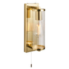 Lightologist Satin brass plate & clear ribbed glass Glass Wall Light WIN1394075