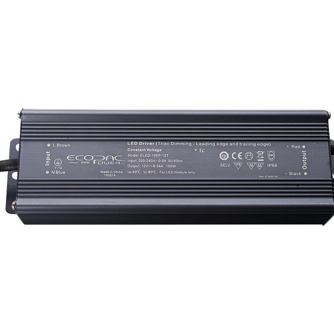 Integral LED CONSTANT VOLTAGE DRIVER 100W 24VDC IP66 TRIAC DIMMABLE 200-240V INPUT 10W MIN LOAD ECOPAC POWER ELED-100P-24T