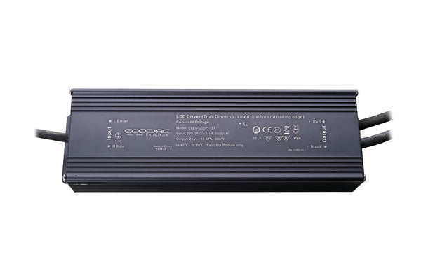 Integral LED CONSTANT VOLTAGE DRIVER 200W 24VDC IP66 TRIAC DIMMABLE 200-240V INPUT 20W MIN LOAD ECOPAC POWER ELED-200P-24T