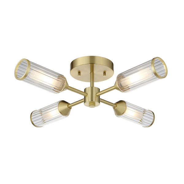 Lightologist Satin brass plate with clear & frosted glass Multi arm glass Semi flush Light WIN13106946