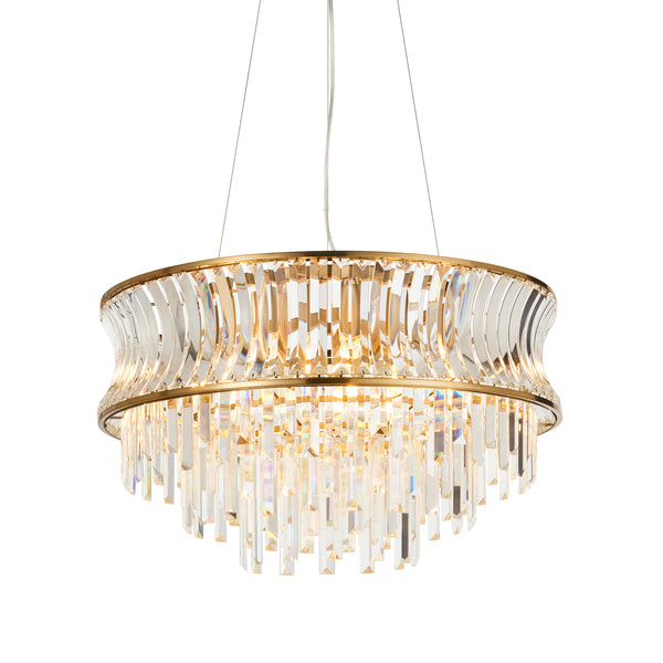 Lightologist Warm brass plate with crystal and clear glass Single Pendant Light WIN13107785