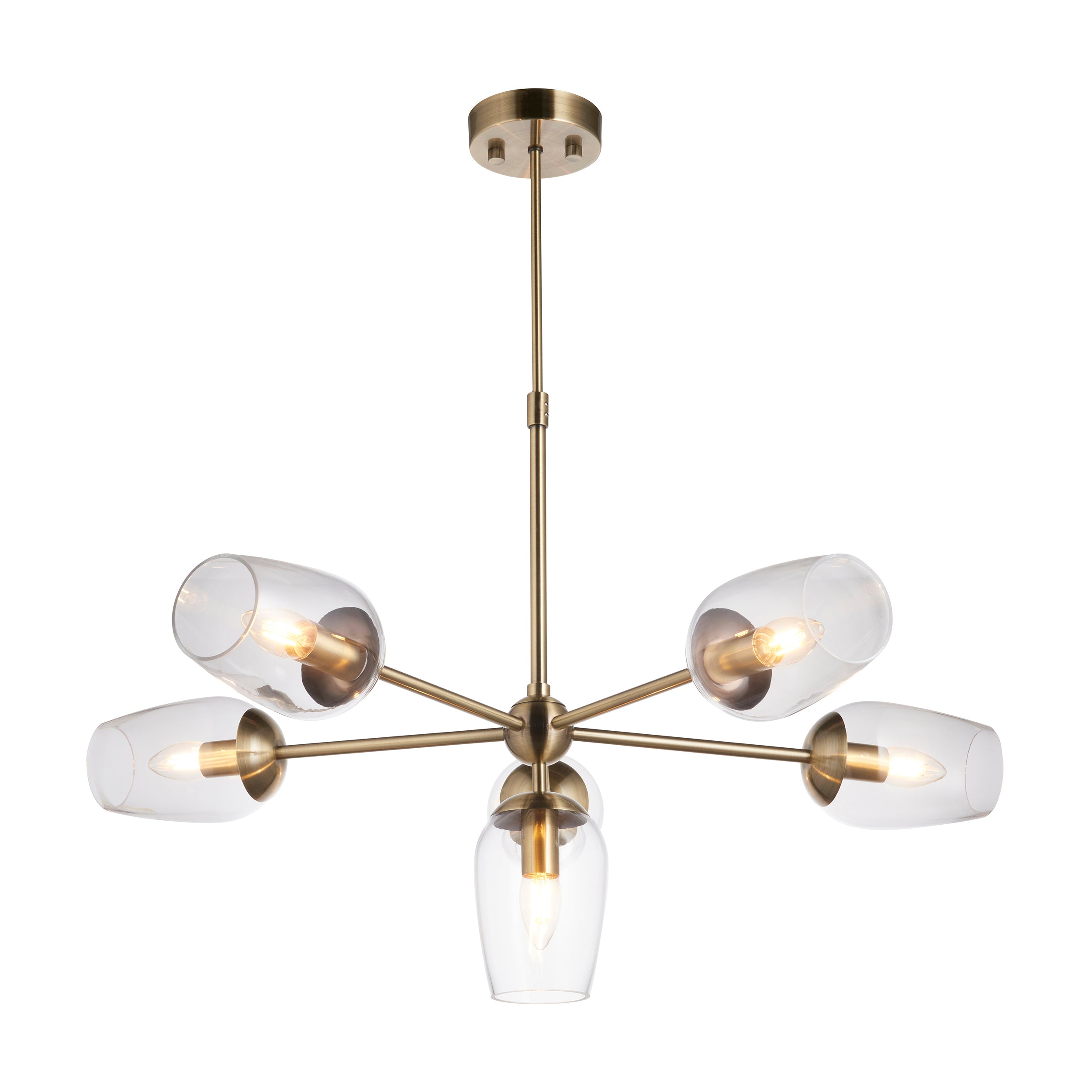 Lightologist Antique brass plate & clear glass Multi arm glass Pendant Light WIN13104094