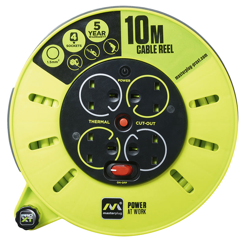 MasterPlug Pro XT 4 Socket 10M 13A Cassette Reel Uk CMU10134SL-PX