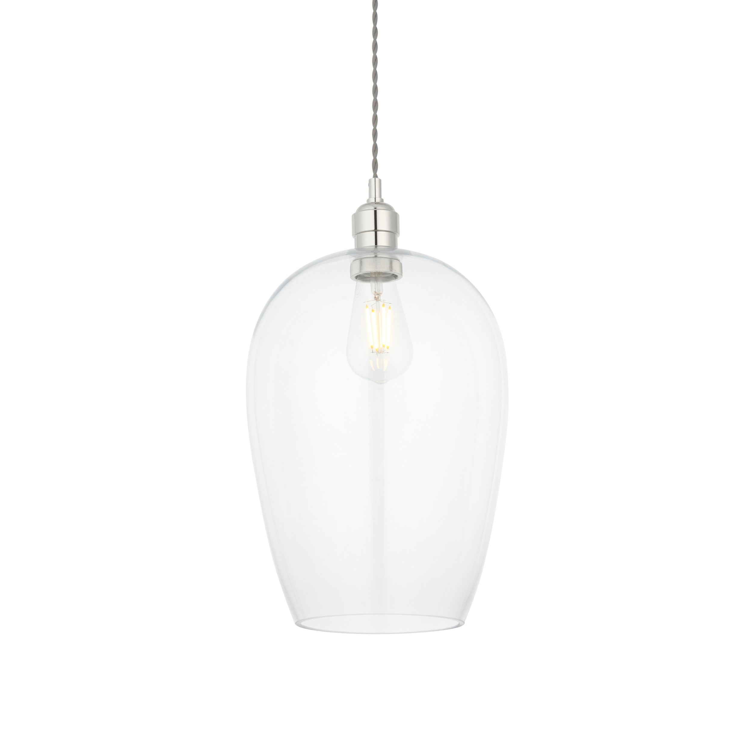 Lightologist Bright nickel plate & clear glass Single Pendant Light WIN13102678