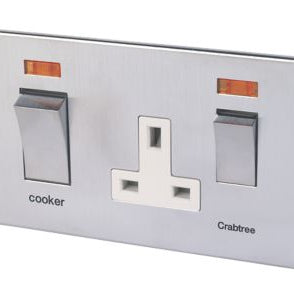 Crabtree Platinum Satin Chrome 45 Amp Cooker Socket 7521/3SC