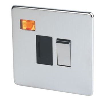 Crabtree Platinum Satin Chrome 13A Switched Fuse Spur with Neon 7832/3SC