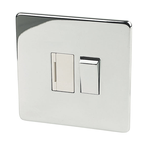 Crabtree Platinum highly polished chrome 13A Switched Fuse Spur White Inserts 7832/hpc/WH