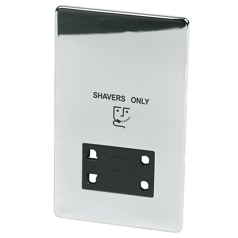 Crabtree Platinum highly polished chrome Shaver Socket 7411/hpc
