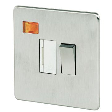 Crabtree Platinum Satin Chrome 13A Switched Fuse Spur with Neon 7832/3SC/WH