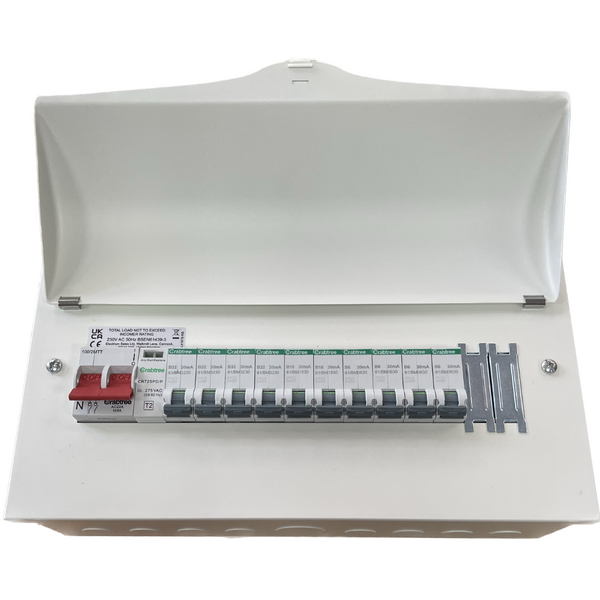 Crabtree Starbreaker 12 Way Metal Clad Consumer Unit with SPD & 10 RCBO's CSB1122
